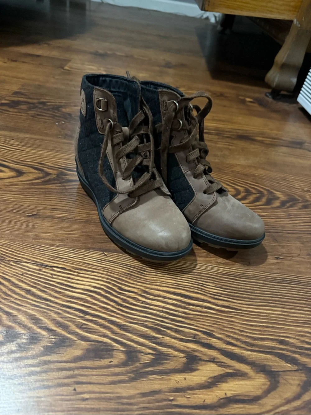 Sorel Brown and Black Lace-Up Ankle Boots